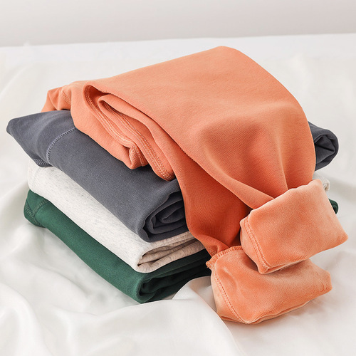 Thermal innerwear men's thickened and flocked pants cotton and wool knee pads autumn pants single piece thread pants cotton pants winter