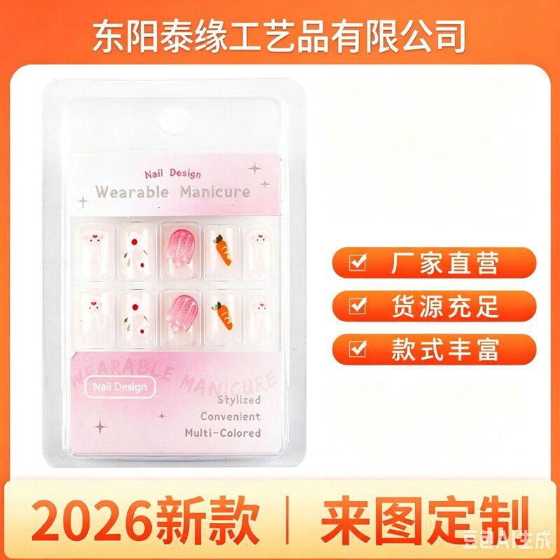 Wearable Manicure Patch French Simple Finished Product Wholesale Spring and Summer Whitening Jelly Glue Wearable Nails Ultra-Thin and Traceless