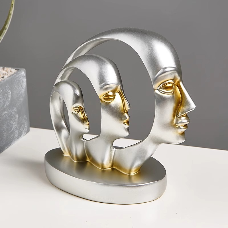 Decoración de rostro abstracto de estilo creativo nórdico simple, sala de estar, hogar, gabinete de vino, decoración de arte de resina personalizada