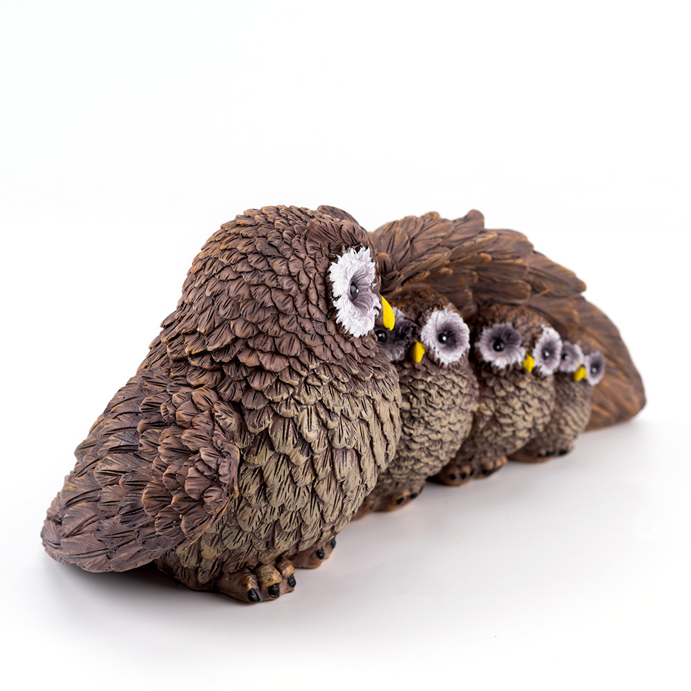 Creativo búho con cachorro resina artesanía ornamentos decoración de vestíbulo decoración del hogar armario interior