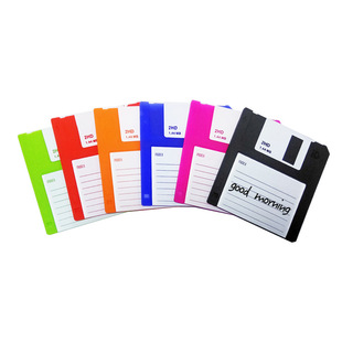 Factory Cross-border New Silicone Retro Floppy Coaster Disk Tea Mat 6 Color Writable Heat Insulated Silicone Coaster