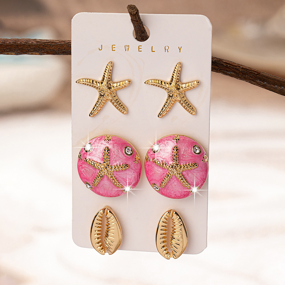 Women's Gender Polished Finish 1 Set Elegant Vintage Style Beach Starfish Conch Alloy Drop Earrings Ear Studs