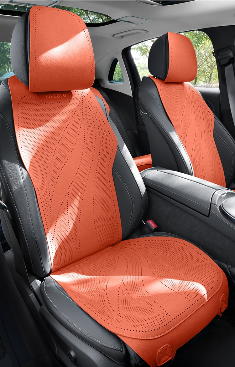 2026 Purple Wind Chime New Leaf Pattern Suede Car Seat Cushion MA10, Suitable for All Seasons