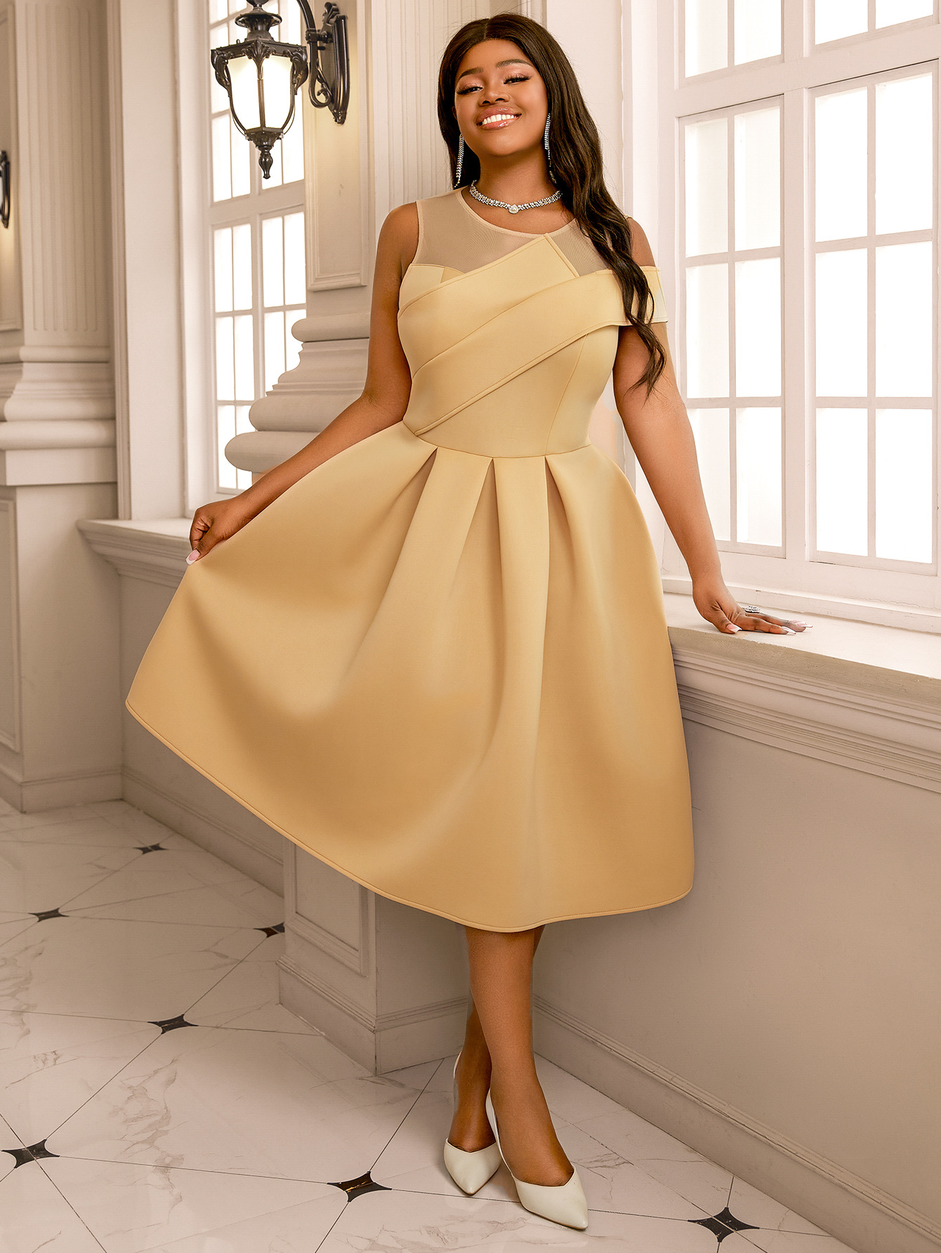 Women's Clothing Sexy sleeveless A line dress banquet party plus size graduation dress party dress_voghion.com