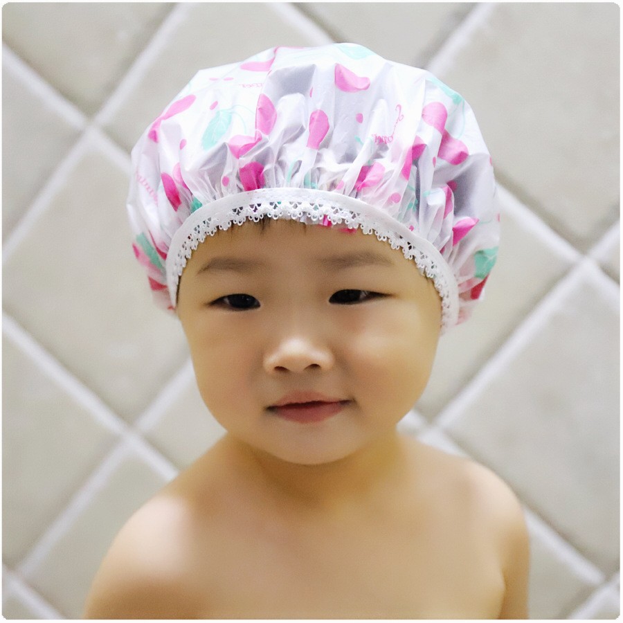 Gorro de ducha impermeable con estampado de dibujos animados para bebés y niños pequeños._voghion.com