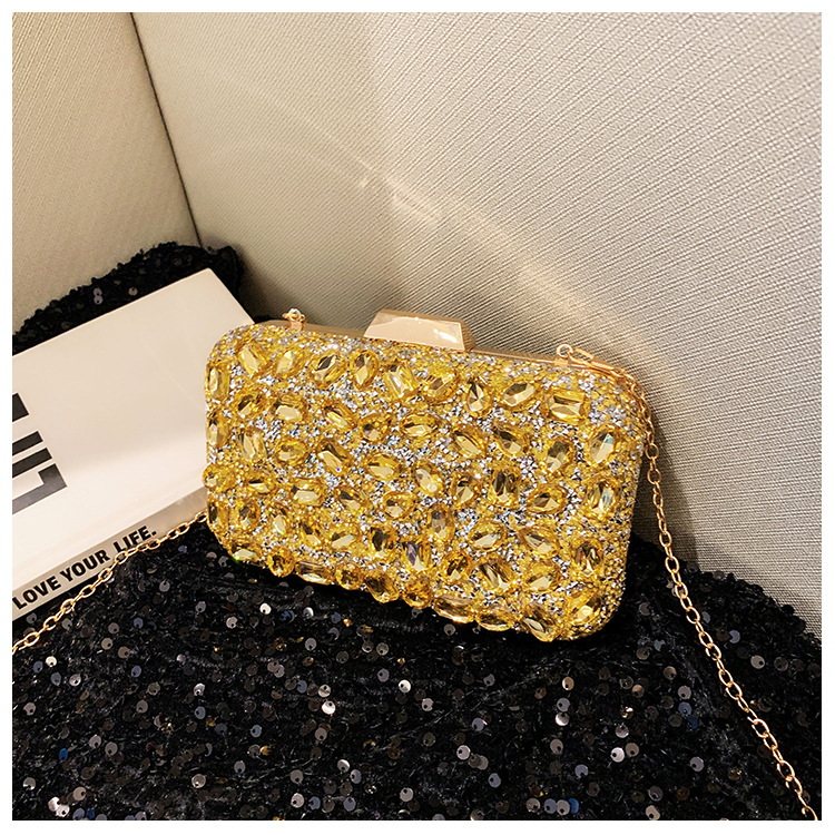 New cross-border full-diamond shiny bags, diamond-encrusted clutch bags, dinner bags, wedding banquet bags, party bags, small square bags and women's bags undefined