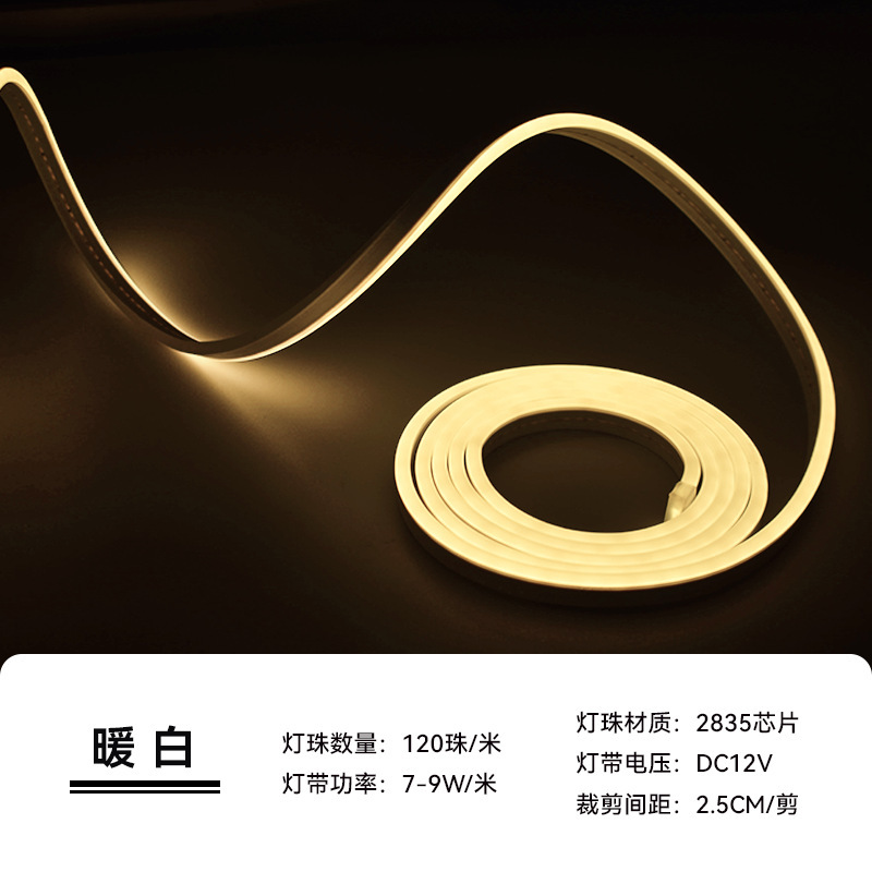 Tira de Luz LED Neón Flexible de Silicona 12V 6x12 2835 Impermeable para Exterior