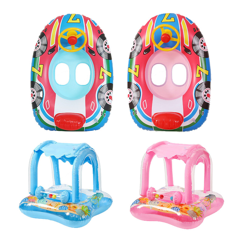 Large Thickened Children's Cartoon Car Swimming Boat, Baby Water Float, Inflatable Pvc Ride-On Boat