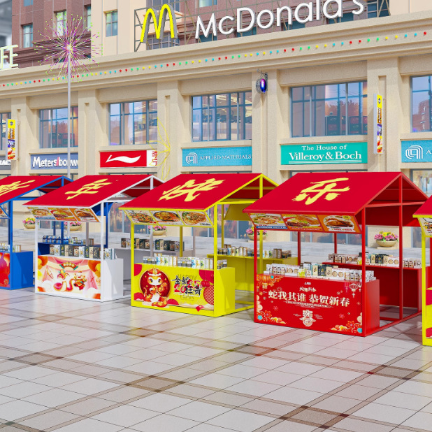 新年集市摊位展示架夜市小吃街摆摊架旅游景区大型活动铁艺摊位架
