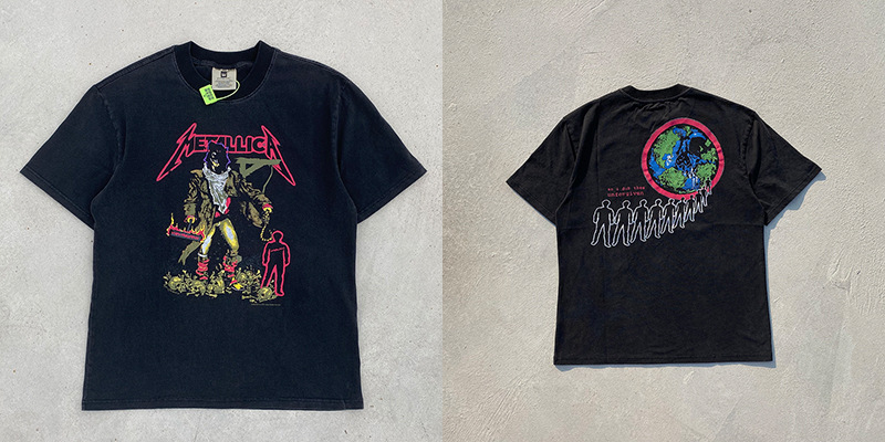 Vintage lavado viejo vintage manga corta marca de moda americana niebla calle suelta VTG casual cuello redondo hombres y mujeres camiseta