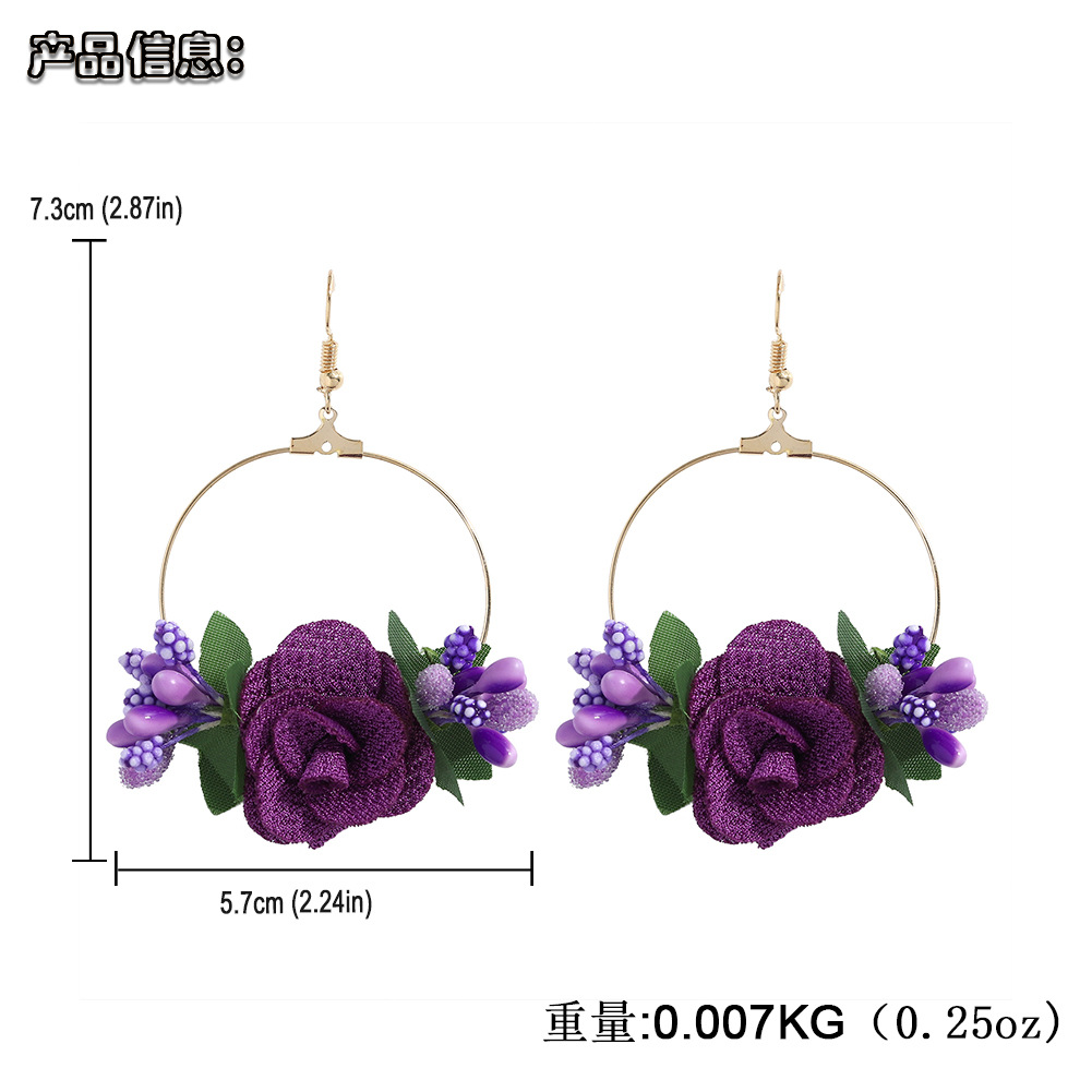 7g Weight Alloy Ear Needle Material Drop Earrings Classification Anniversary, Business, Travel, Birthday, Festival Occasion Alloy, Gauze Material Flower Pattern Women'S Gender Ethnic Style Style White, Pink, Purple, Red, Blue Color Ethnic Style Flower Alloy Gauze Drop Earrings 无