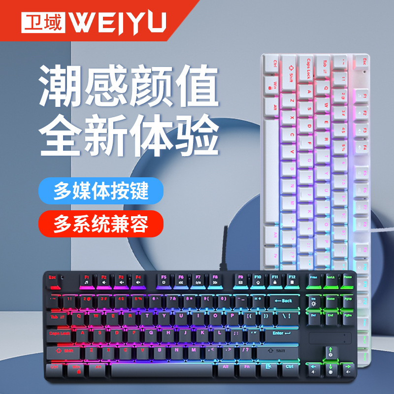 在庫あり 有線メカニカルキーボード 87キー メカニカル青軸 RGBミックスカラー パソコン ノートパソコン オフィス ゲーミング|undefined