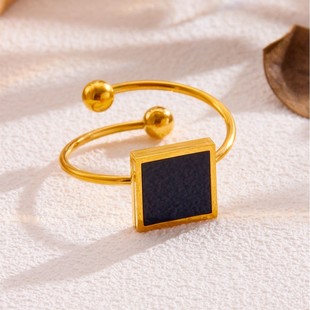 Adjustable Opening New French Roman Black Daisy Non-Fading Titanium Steel Ring Women's Ring Niche Compact