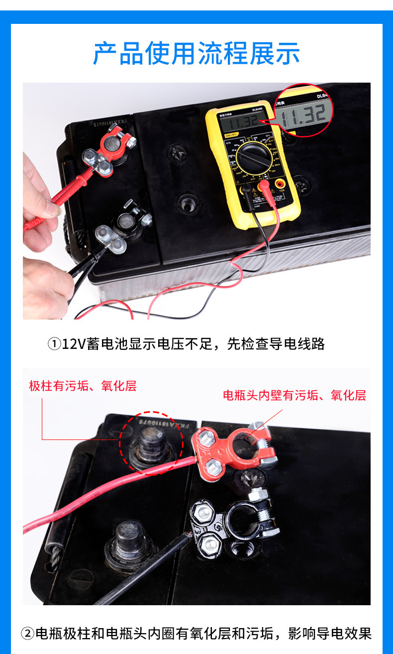 Car Battery Brush, Battery Cleaning Tool, Battery Terminal Cleaning Brush, Battery Clamp Wire Brush