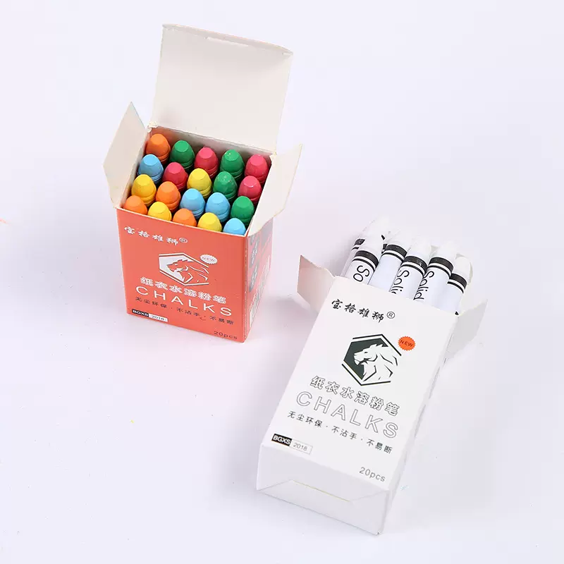 厂家批发水溶性绿板教学无尘粉笔绘画可擦固体粉笔加粗涂鸦彩笔