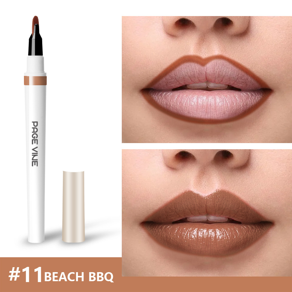 Lípido labial de maquillaje transfronterizo 2 - en - 1 lipstick impermeable y duradero, lipstick líquido de lipstick