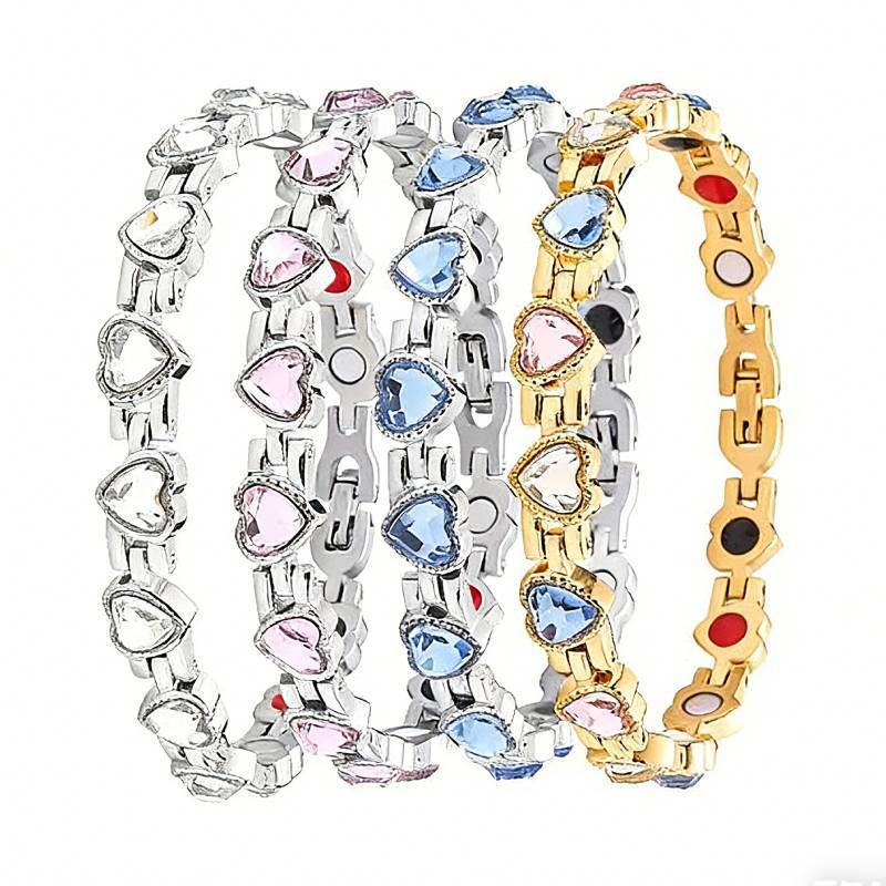 European and American Cross-Border Amazon Heart-Shaped Gauss Magnet Bracelet Adjustable Diamond Magnetic Bracelet Factory Direct Sale
