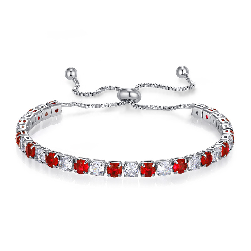 European and American Hot Selling 4mm Colorfuled Zircon Bracelet Adjustable Colorful Full Diamond White Golden Plated Tennis Bracelet Jewelry Wholesale