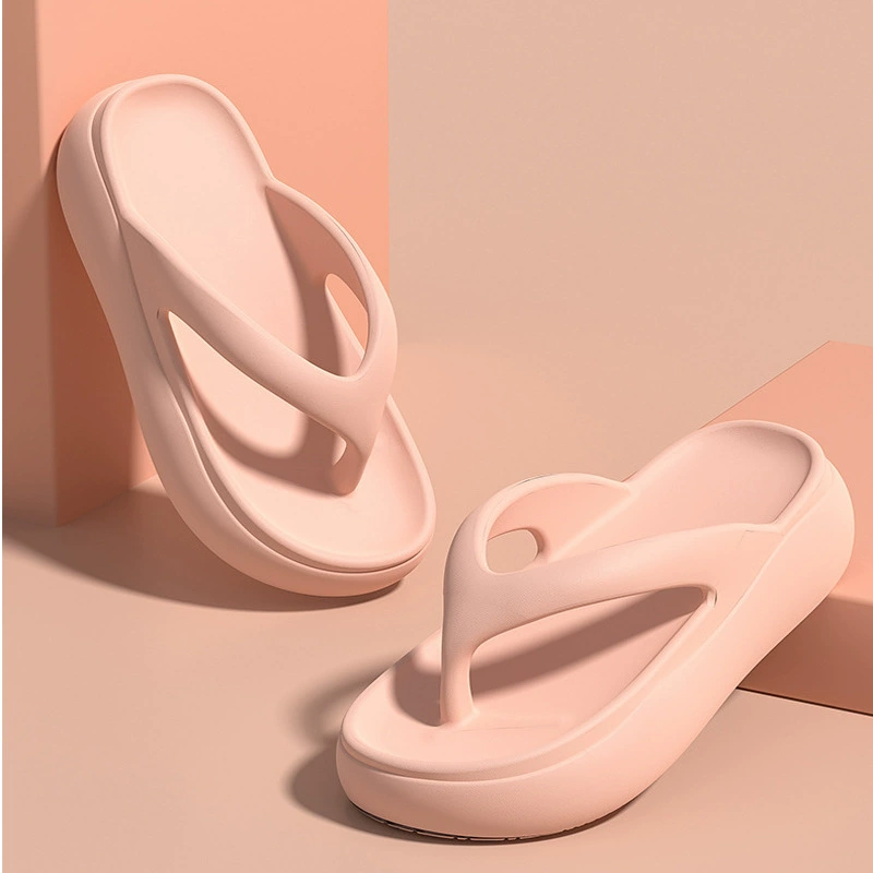 Готовые оптовые однотонные шлепанцы для женщин на лето с толстой подошвой, нескользящие, для улицы, толстоподошвенные шлепанцы от производителя