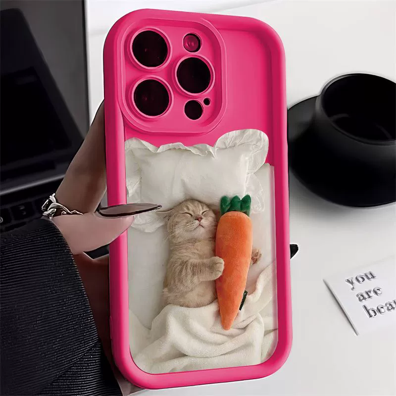 LuMan Apple Phone Case - Sleeping Cat White, for iPhone 16/16 Pro Max & 13 Series, High-Quality