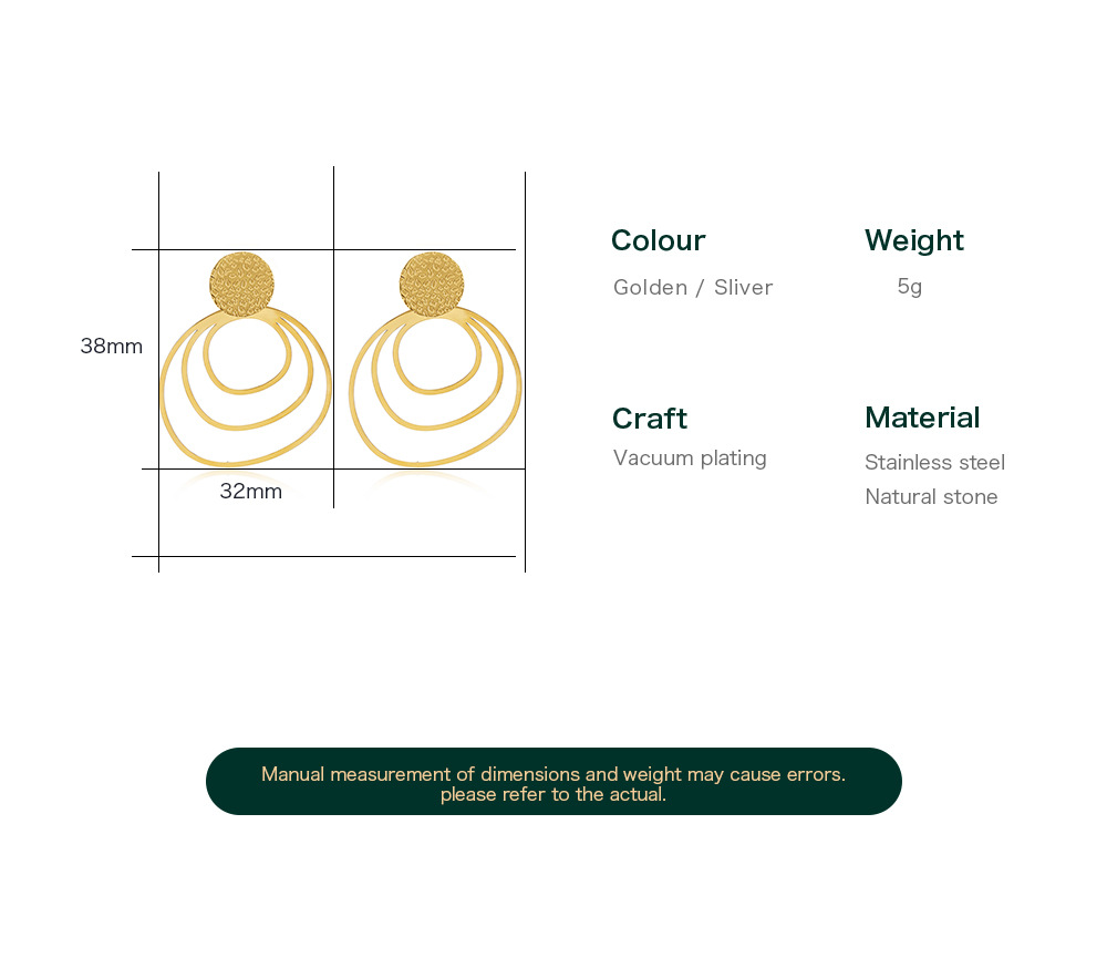 Fashion Geometric Stainless Steel Plating Drop Earrings 1 Pair