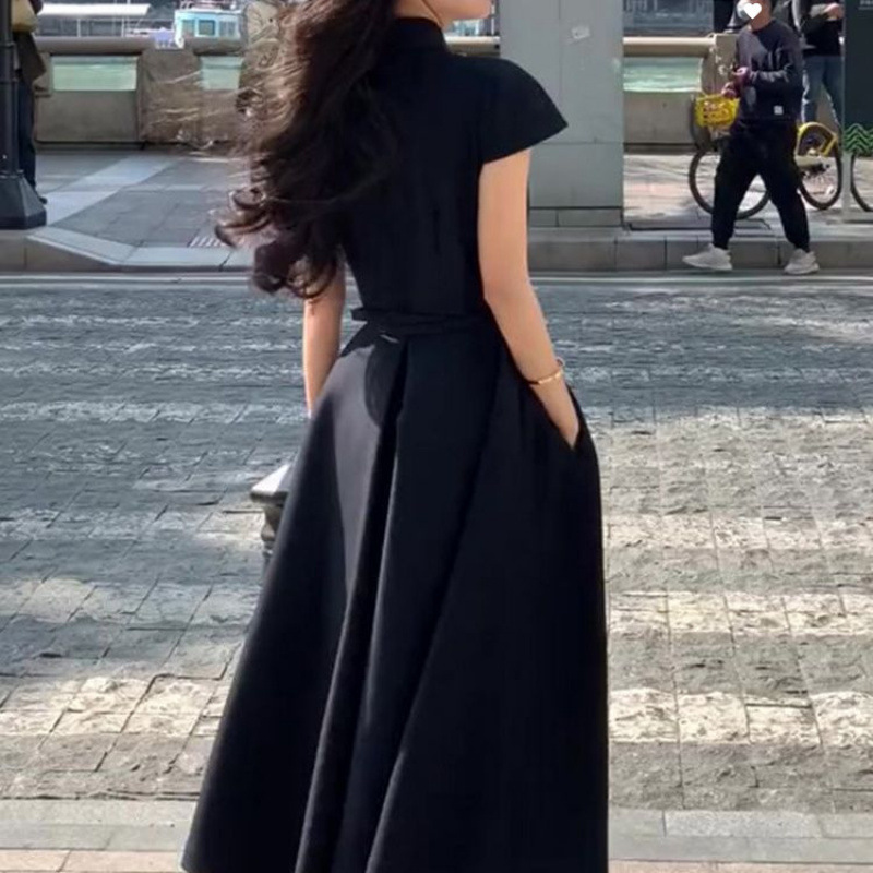黑色连衣裙小众设计感气质名媛高端轻熟法式赫本风裙子女夏季|undefined