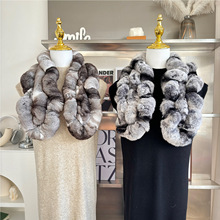 韩版獭兔毛荷叶边围脖双面皮草围巾围脖秋冬季百搭保暖毛领子女