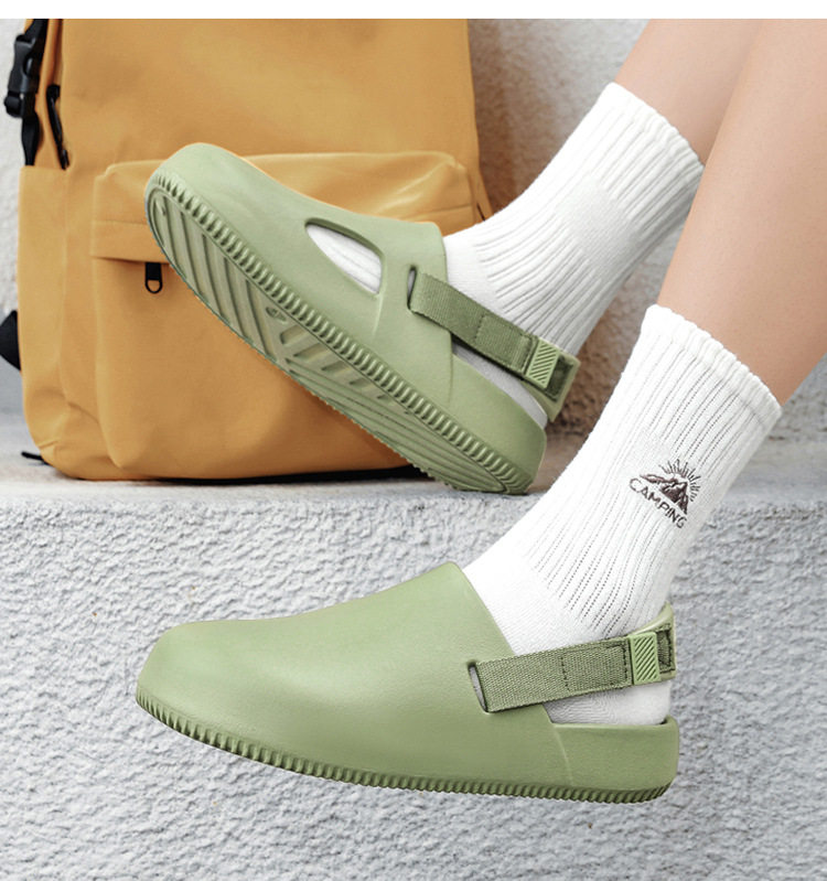 Dép lê nam bít mũi đúc nguyên khối đế mềm chống trượt, thoáng khí đi biển mùa hè — Màu kaki, Màu nâu, Xanh lá cây, màu xám chi tiết 2