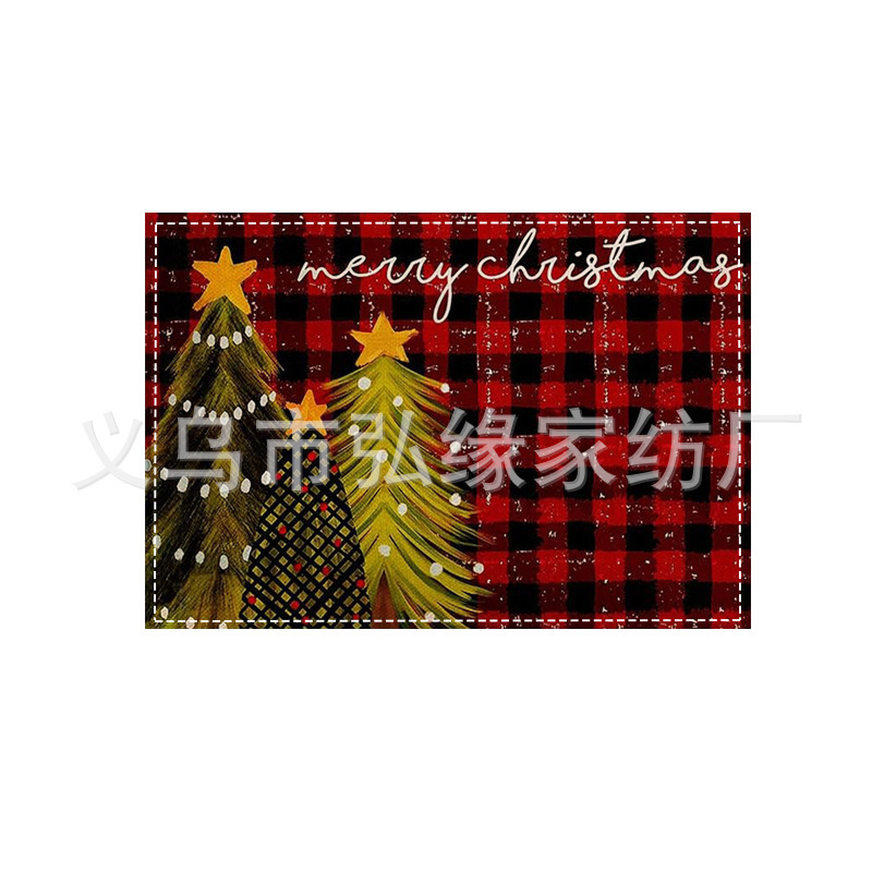 アマゾンクロスボーダー新品クリスマスクリスマスツリー雪だるま食マットセットプリントリネン防汚断熱マットテーブル|undefined