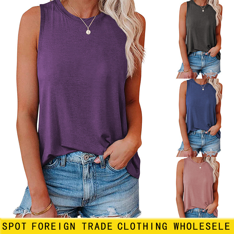 Amazon eBay summer wholesale Women's foreign trade European and American fashion loose size T-shirt summer sexy vest shirt
