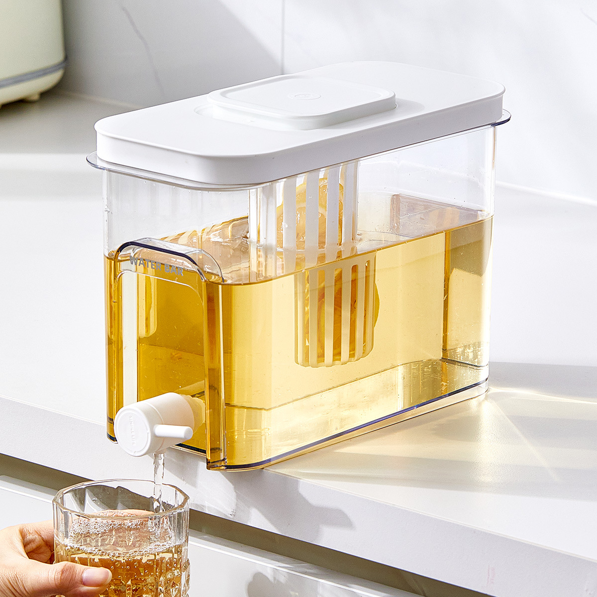 Refrigerador Hervidor frío con grifo Cubo de bebidas Hervidor de hielo refrigerado Hervidor de agua frío doméstico Jugo de fruta Cubo de bebida fría Cubo de té de frutas