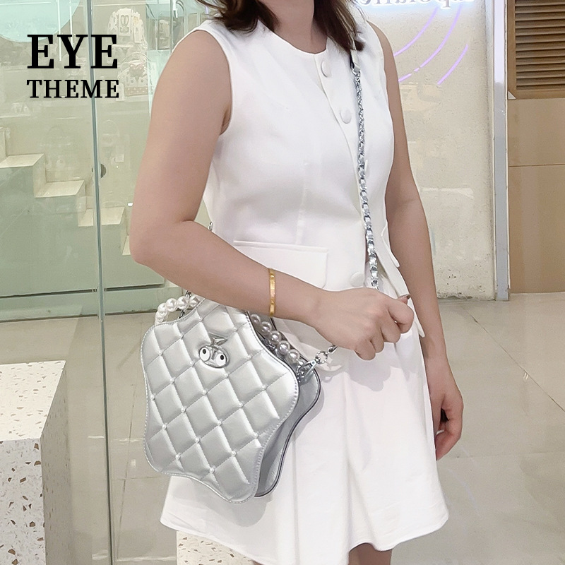 Nuevo bolso de mujer de estilo PU bordado perla de alta gama estereotipado lindo bolso de cadena pequeño bordado de estrellas 2773 #