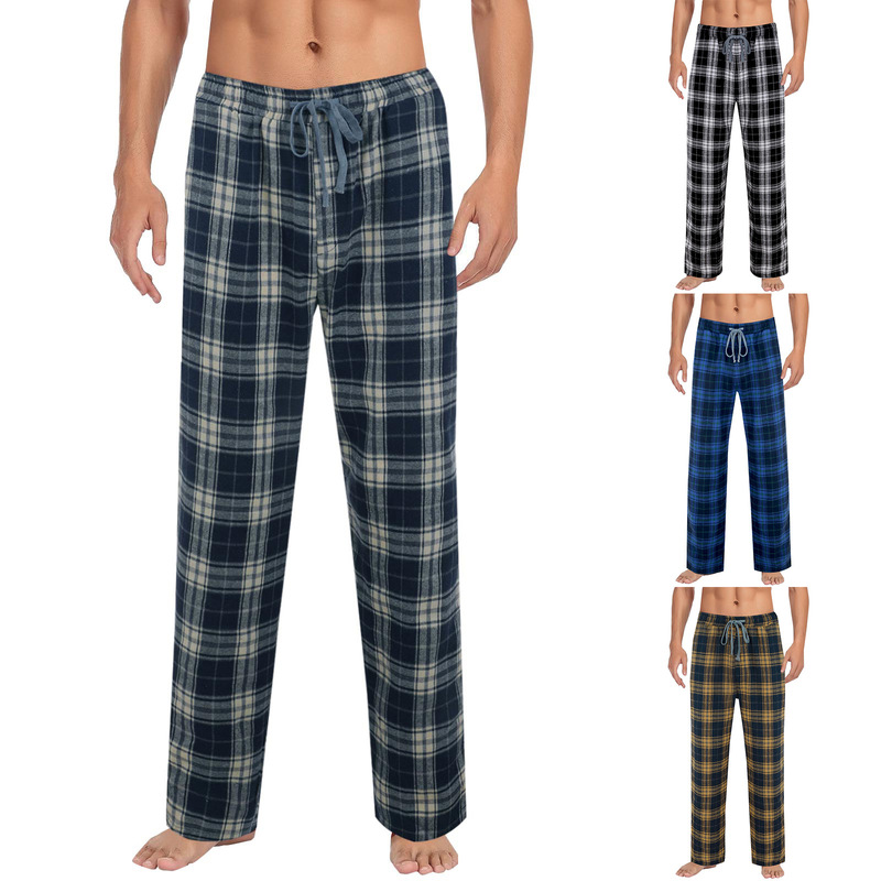 Autumn 2024 New Men's Plaid Pajama Pants European and American Straight Yoga Pants Home Pants Casual Pants Plaid Trousers Autumn 2024 New Men's Plaid Pajama Pants European and American Straight Yoga Pants Home Pants Casual Pants Plaid Trousers
