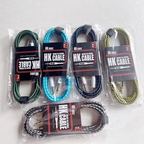 Guitar cable black leather butt wire braided high-end noise reduction electric guitar electric box bass sound source audio cable