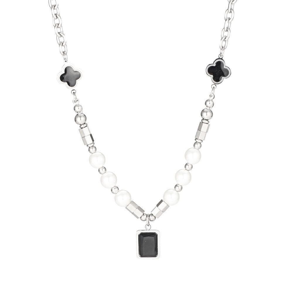 Punk Gothic Herren Perlenkette Edelstahl Halskette Für Männer_voghion.com