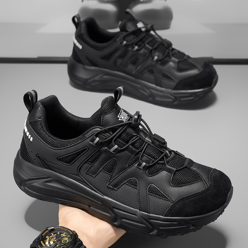 Four Seasons Men's Shoes, Retro Running Shoes, Low-Top Leather Shoes, Large Size Wide-Toe Shoes, All-Terrain Outdoor Sports Shoes, Men's Thick-Soled Shoes