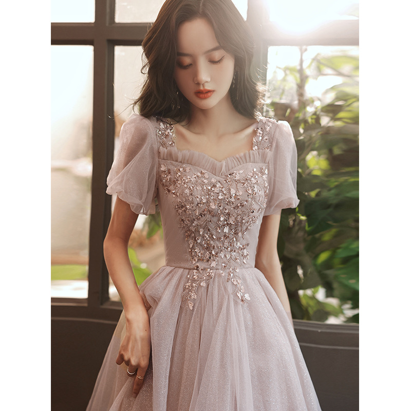Pequeño vestido de noche de las mujeres banquete elegante dama de honor Rosa cumpleaños anfitrión puede llevar vestido de la reunión anual en horas ordinarias