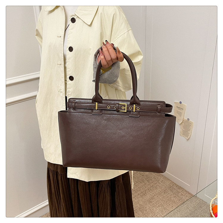 Borsa da ufficio/da viaggio da donna, elegante, tinta unita, versatile, a tracolla, alla moda, stile retrò, da portare sotto il braccio._voghion.com