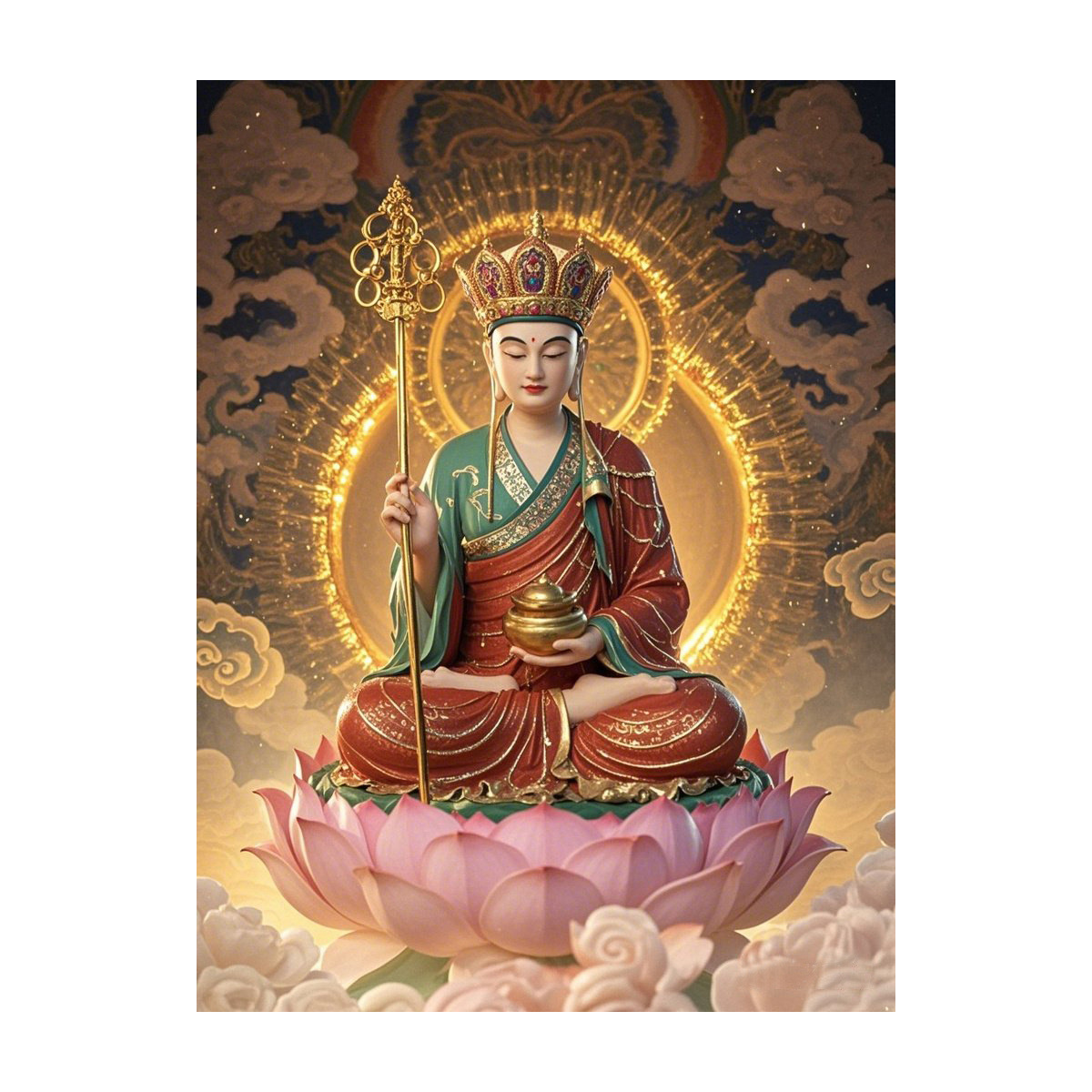[Algodón importado] Mona Lisa real punto de cruz Xuanzang nueva estatua de Buda sala de estar simple bordado de hilo hecho a mano image 5