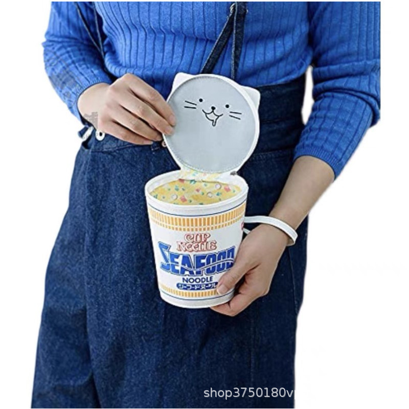 In-Stock Magazine Supplement New Model Cup Noodle Bread Creative Personalized Pencil Case Cartoon Tote Bag Coin Purse Storage Bag