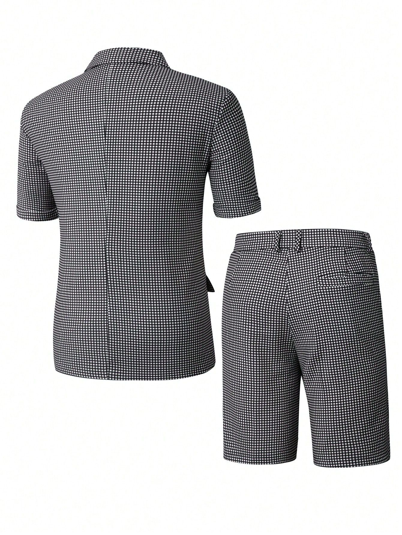 Herren Anzug Kariert Slim Fit Für Business Dinner Und Freizeit_voghion.com
