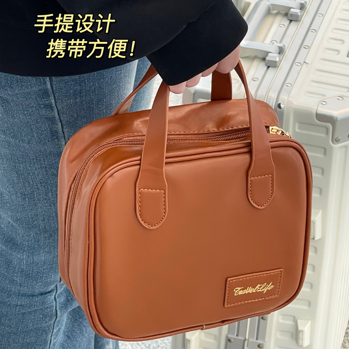 Bolsa de cosméticos de las mujeres nuevo portátil cuadrado portátil de gran capacidad bolsa de almacenamiento de cuidado de la piel cepillo cosmético bolsa de lavado de viaje