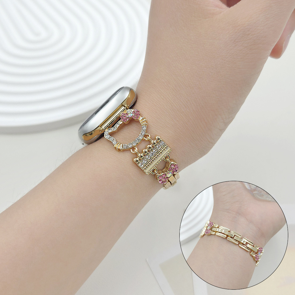 Đồng hồ đeo tay thông minh dùng cho Apple hợp kim kẽm iwatch45678/SE thế hệ mới hoạt hình động vật mèo mèo