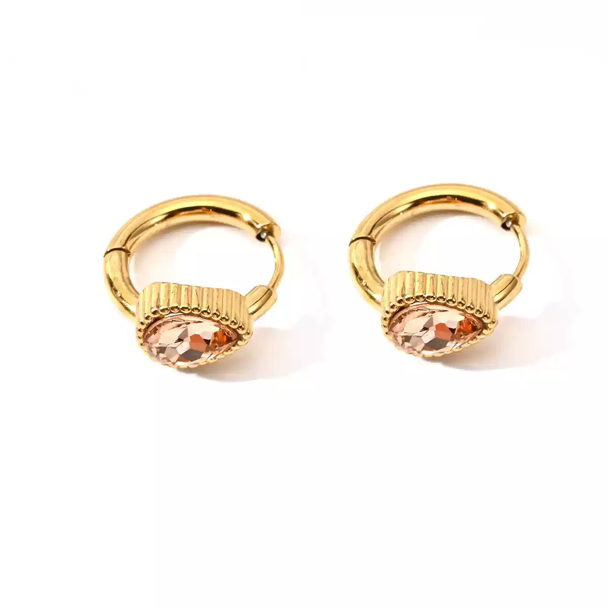 Retro Luxury Geometric Zircon Earrings Stainless Steel 18K Gold Plated Women's Wholesale detail image 7