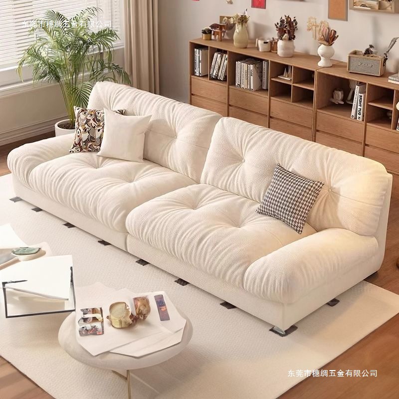 Yunduo Sofa New Modern Simple Cream Style Living Room Small Apartment Straight Row Double Three-Seat Lazy Fabric Sofa