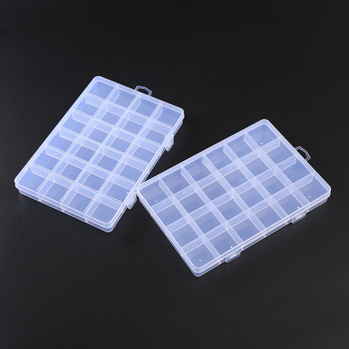 Highly Selected Covered Large Capacity GD03GD26 Fixed 24-Grid Transparent Plastic Jewelry Box Multi-Grid Accessory Box Storage Box