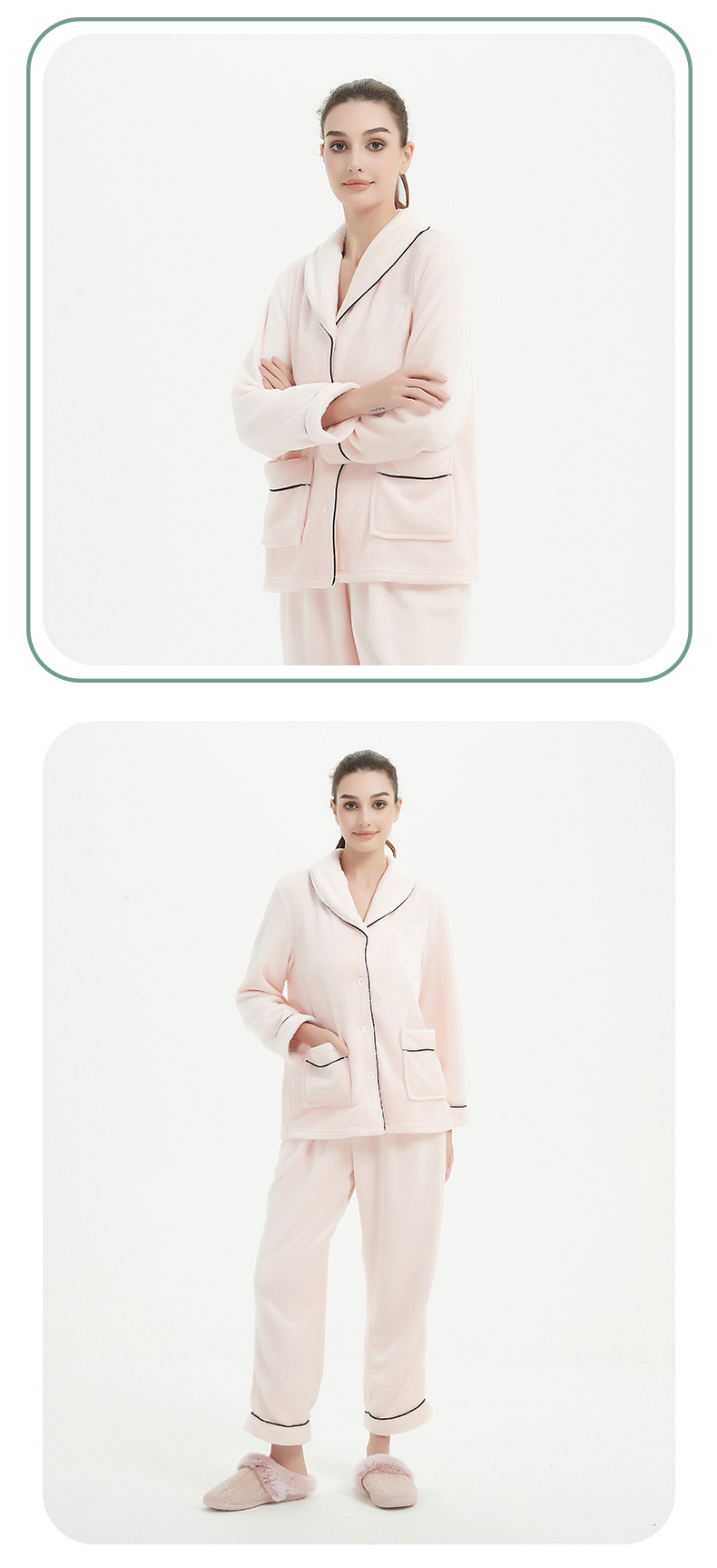 Løs ensfarvet pyjamas til kvinder_voghion.com