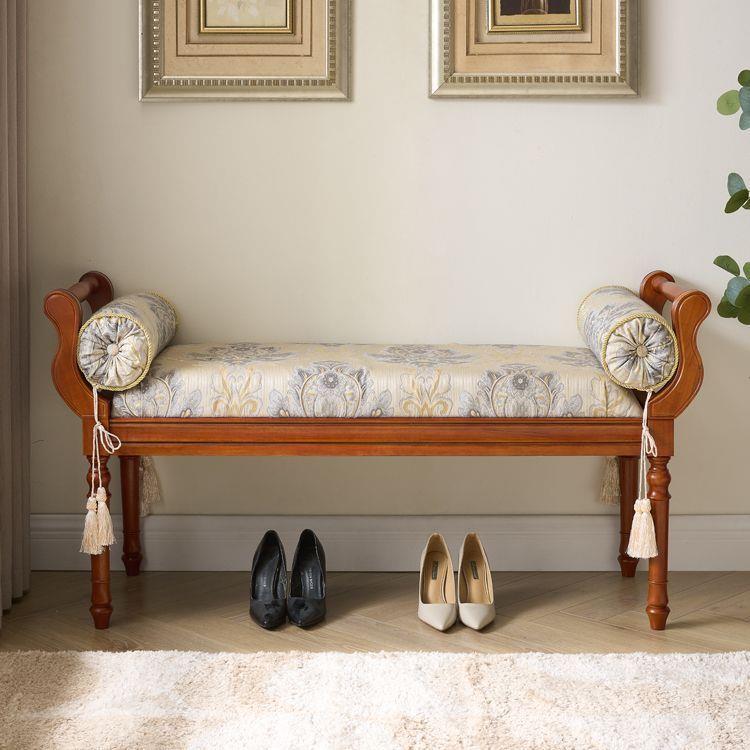 Chinese-style retro bed end bench, European-style solid wood adult shoe-changing bench, fabric long bench, makeup bench, entryway bench, sofa bench
