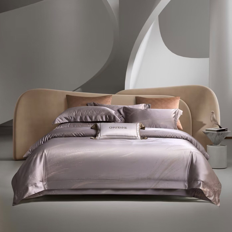 High-End Light Luxury Silk Jacquard Bed Cover Four-Piece Set, Long-Staple Cotton Ice Silk Smooth Luxury Sleeping Cover, Bedding Set High-End Light Luxury Silk Jacquard Bed Cover Four-Piece Set, Long-Staple Cotton Ice Silk Smooth Luxury Sleeping Cover, Bedding Set