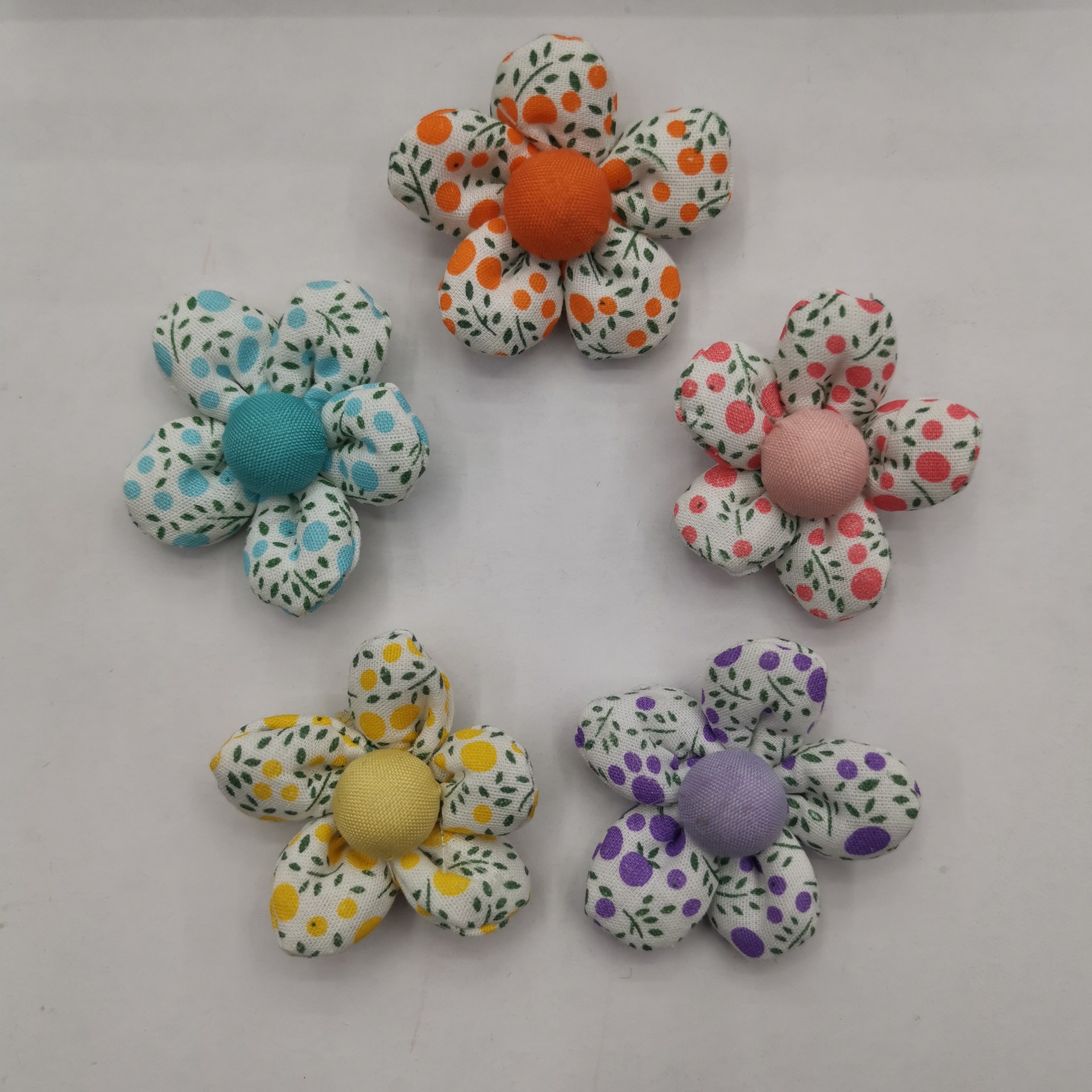 可愛兒童手工DIY髮夾飾品配件布藝碎花五瓣花朵 鞋襪衣服配飾輔料